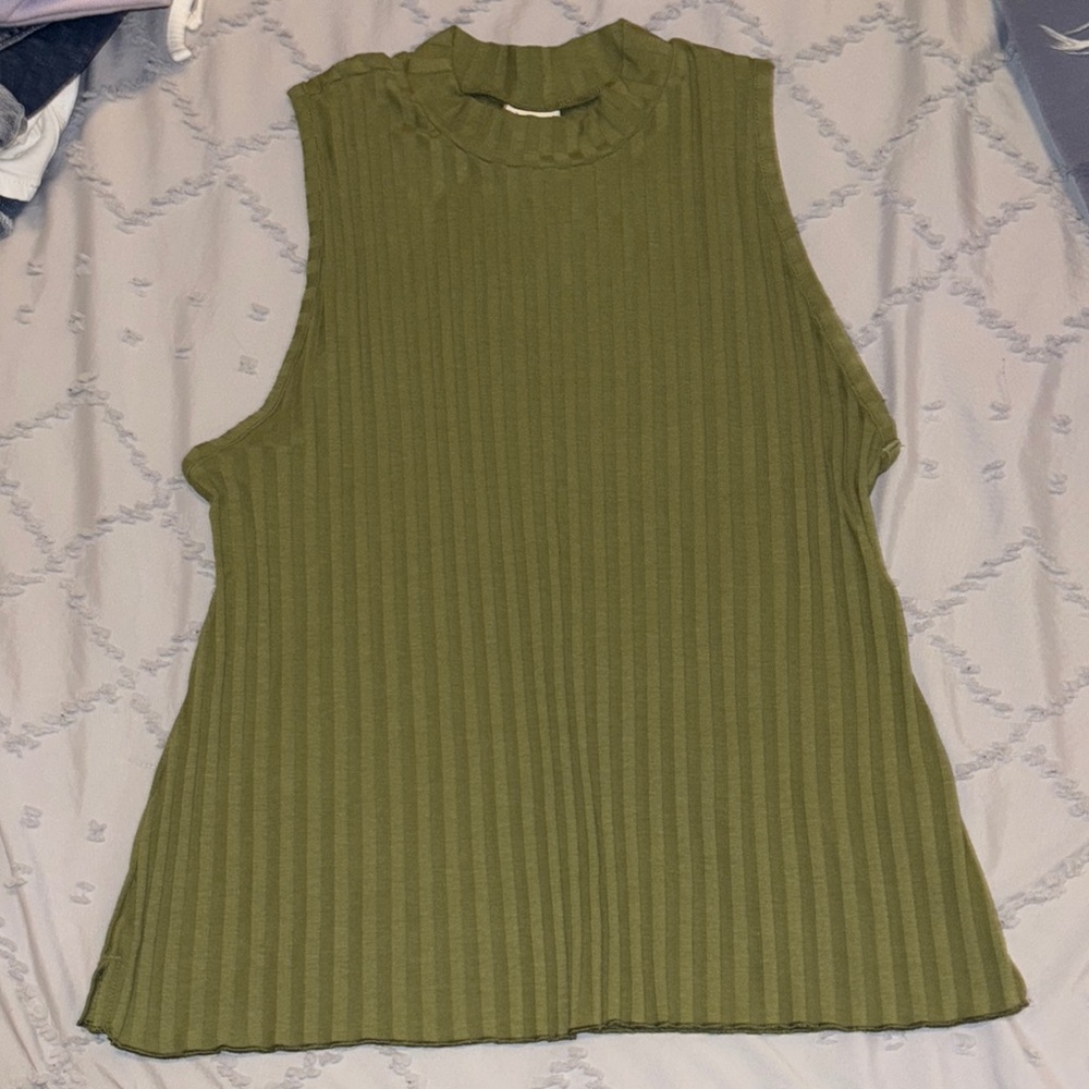 Olive Green High Neck Women's Tank Top